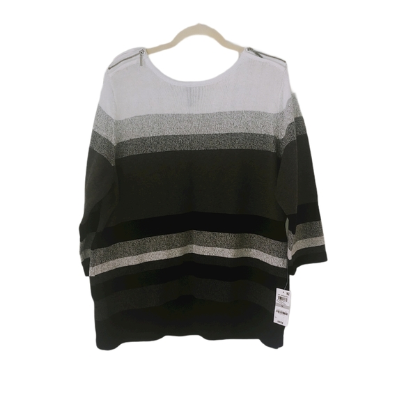 Karen Scott Cotton Zip-Shoulder Sweater Karen Scott Cotton Zip-Shoulder Sweater